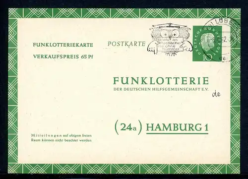 Bund Funklotterie-Postkarte FP 7 b gestempelt #HO581