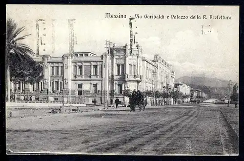 AK Messina, Sizilien Via Garibaldi e Palazzo della R. Prefettura 1925 #HK064