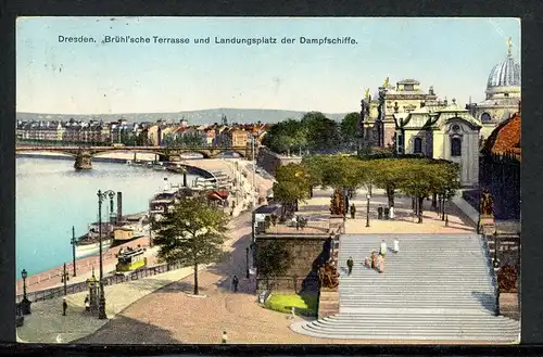 AK Dresden Brühl´sche Terrasse und Landungssteg 1924 #HK077