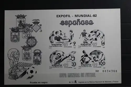 Spanien Block 26 als Schwarzdruck Fußball WM 1982 #TI392