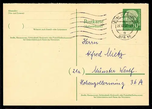 Bund Ganzsache P 33 A gestempelt Hannover #HO622