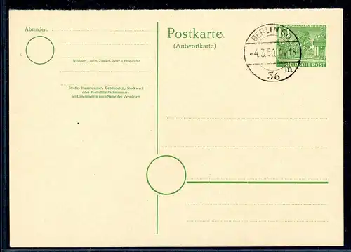 Berlin Ganzsache P 8 A gestempelt Berlin SO 36 #HO124