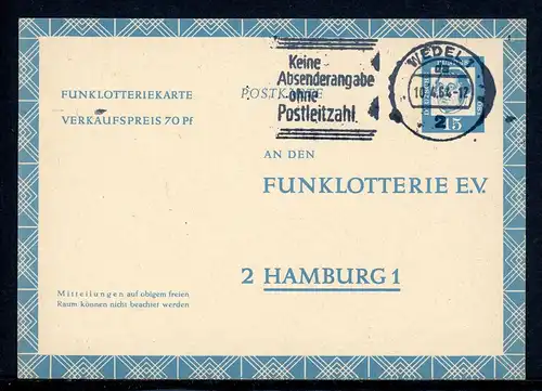 Bund Funklotterie-Postkarte FP 10 gestempelt #HO585