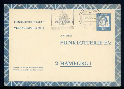 Bund Funklotterie-Postkarte FP 10 gestempelt #HO584