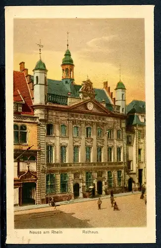 AK Neuss Rhld. Markt mit Rathaus, belg. Militärpost 1923 #HK112