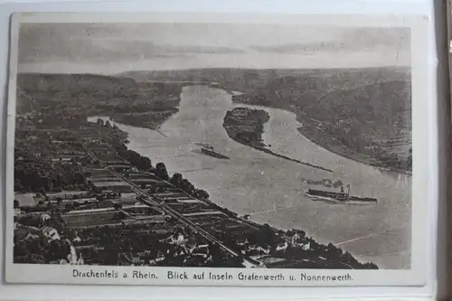 AK Drachenfels Blick auf Insel Grafenwerth u. Nonnenwerth 1921 #PG532