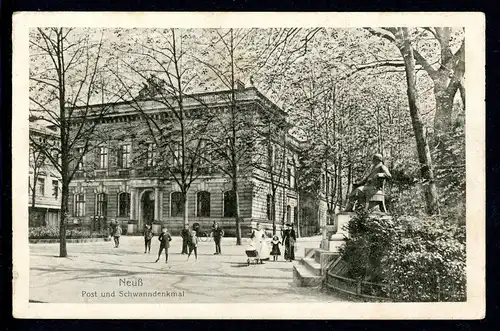 AK Neuss Rhld. Post und Schwanndenkmal, Feldpostamt 1916 #HK111