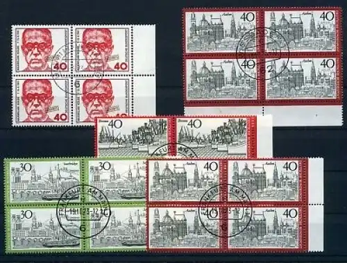 Bund 5 diverse 4er Blöcke zentrisch gestempelt #HK149