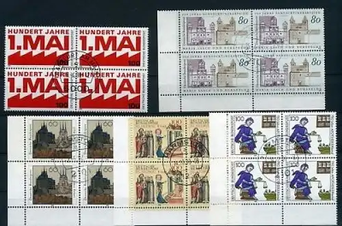 Bund 5 verschiedene 4er Blöcke zentrischer gestempelt #HK093