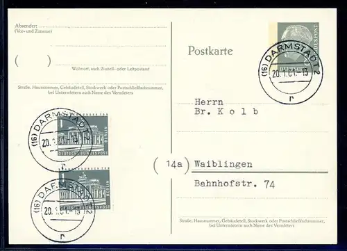 Bund Ganzsache P 35 b II gestempelt Darmstadt #HO626