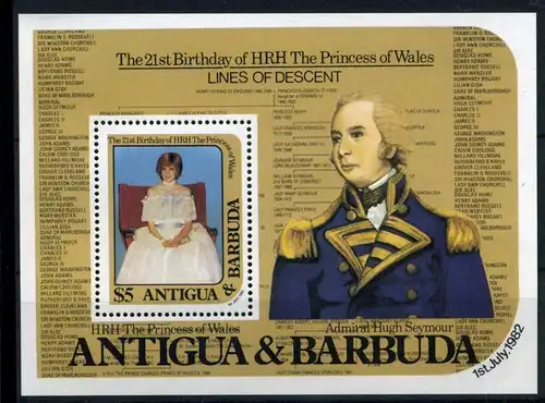 Antigua und Barbuda Block 63 postfrisch Königshäuser #HK214