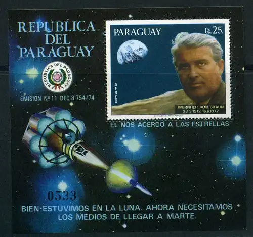 Paraguay Block 308 postfrisch Raumfahrt #HK230