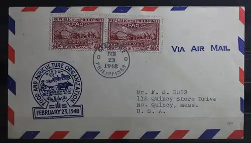 Philippinen 486 gestempelt als Paar auf FDC Luftpost #TL686