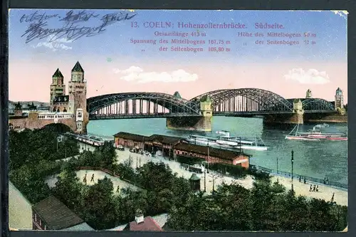 AK Köln Hohenzollerbrücke 1917 #HK118