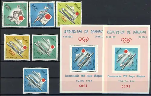 Panama 714-719 + Bl 17-18 postfrisch Olympia 1964 #ID243