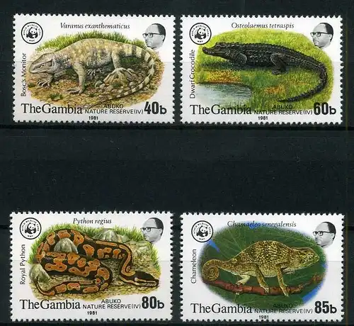 Gambia 430-433 postfrisch Reptilien + Amphibien #HK278