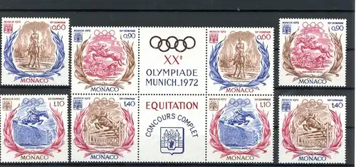 Monaco 1045-1048 + 4er Block postfrisch Olympia #ID290