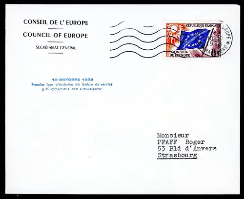 Frankreich Dienstmarke Europarat 2 Ersttagesbrief/FDC #HK193