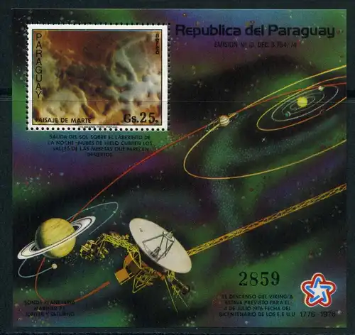Paraguay Block 307 postfrisch Raumfahrt #HK231