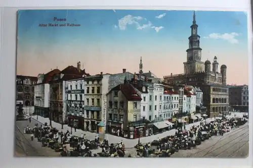 AK Posen Alter Markt mit Rathaus Feldpost 1917 #PG760