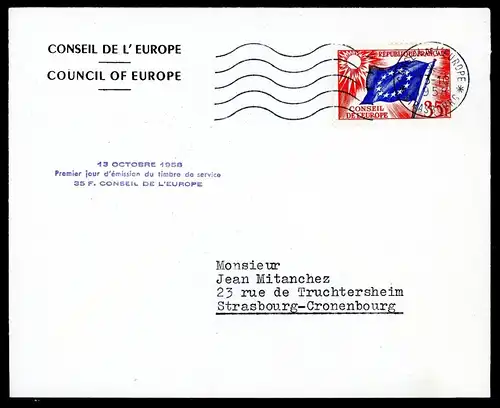 Frankreich Dienstmarke Europarat 5 Ersttagesbrief/FDC #HK195