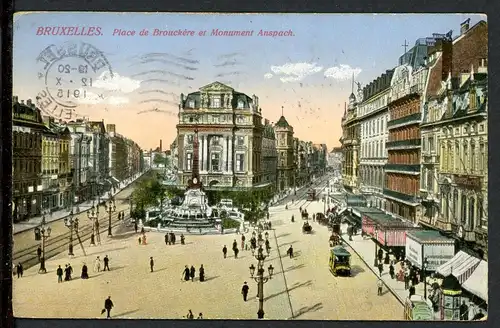 AK Brüssel, Belgien Place de Brouckére 1915 #HS091