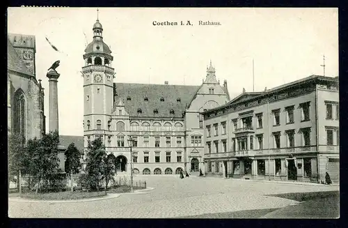 AK Köthen LK Anhalt-Bitterfeld Viertes Rathaus 1909 #HK497