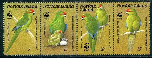 Norfolk Inseln Satz 421-424 postfrisch Papageien/ Vögel #HO218