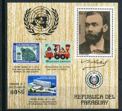 Paraguay Block 318 postfrisch Nobelpreisträger #HK245