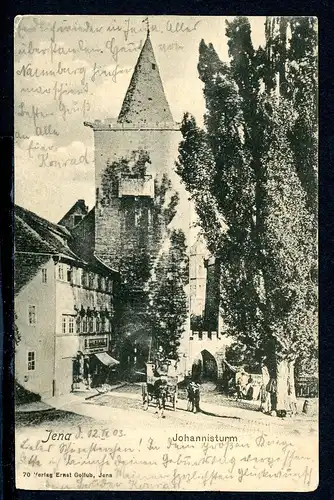 AK Jena Droschke vor Johannisturm 1908 #HO511