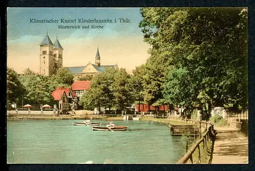 AK Klosterlausnitz, Saale-Holzland-Kreises Klosterteich und Kirche 1928 #HS102