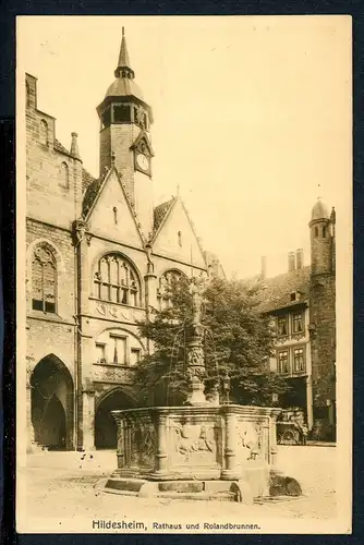 AK Hildesheim Rathaus und Rolandbrunnen 1913 #HS090