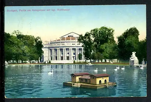 AK Stuttgart Anlagensee mit kleinem Hoftheater 1912 #HS095