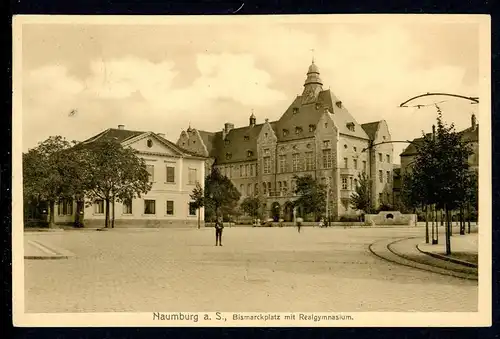 AK Naumburg/ Saale Bismarckplatz mit Realgymnasium 1910 #HS099