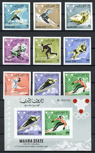 Mahra (Aden) 39-47 B + Bl. 4 B postfrisch Grenoble 1968 #IF295