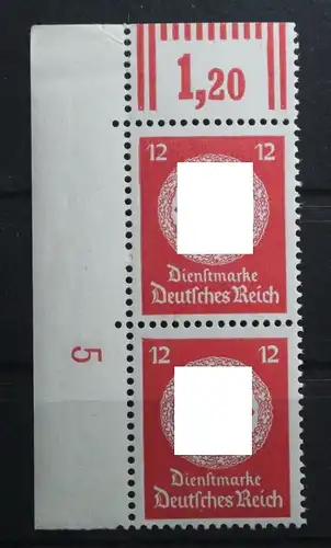 Deutsches Reich Dienstmarken 172 W OR 2'9'2 postfrisch Eckrand DZ 5 #TN583