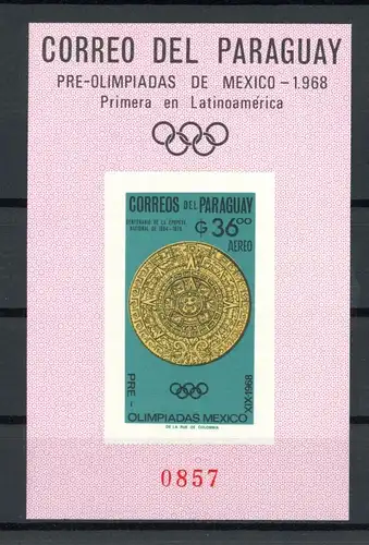 Paraguay Block 82 postfrisch Olympia #ID365