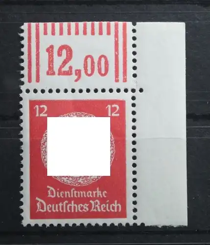 Deutsches Reich Dienstmarken 172W OR 2'9'2 postfrisch Eckrand #TN565