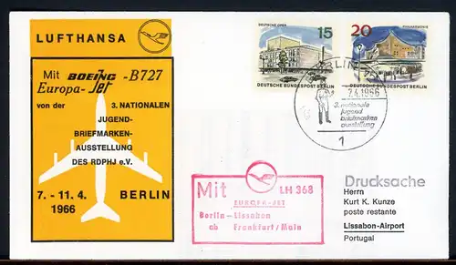 Berlin Lufthansa Sonderflug LH 368 Berlin-Lissabon 7.4.66 255 #HO562