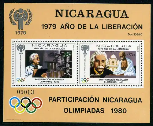 Nicaragua Block 113 postfrisch Olymphilex 1980 #HO661