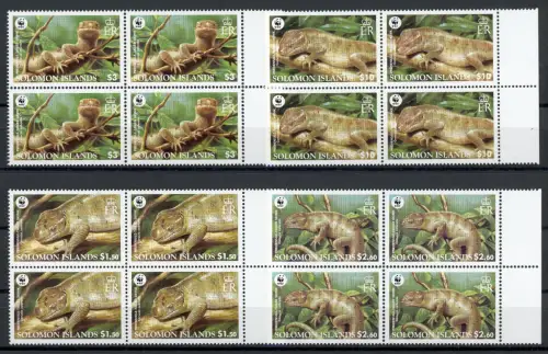 Salomon Inseln 4er Blöcke 1282-1285 postfrisch Reptilien, WWF #HB042