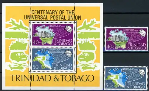 Trinidad & Tobago 328-329 + Bl 12 postfrisch UPU #HO818