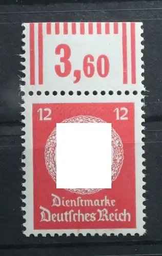 Deutsches Reich Dienstmarken 172 W OR 2'9'2 postfrisch Oberrand #TN585