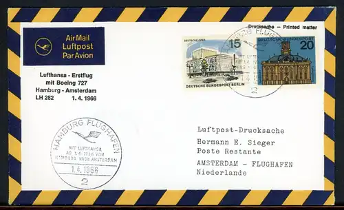 Bund Lufthansa Erstflug Hamburg-Amsterdam 1.4.66 427 #HO559