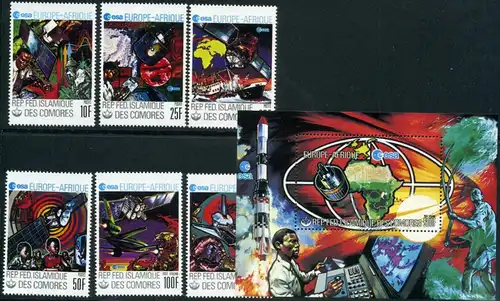 Komoren 487-492 + Block 183 A postfrisch Europa #HO703