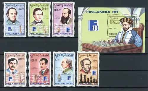 Guinea Bissau 974,80 & Block 274 postfrisch Schach #GI728