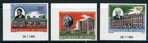 Kongo Brazzaville 103-105 ungezähnt postfrisch Revolution #HS003