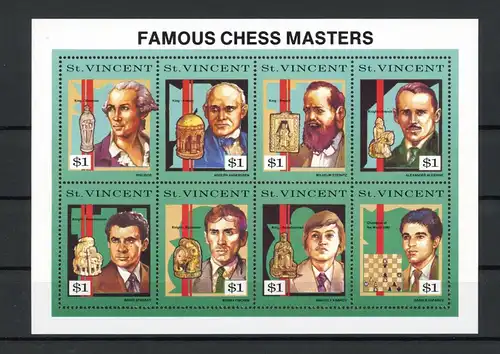 St. Vincent 1901-1908 gestempelt als Kleinbogen Schach #GI813