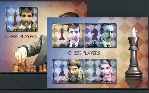 Salomon Inseln 2772-2775, Block 336 postfrisch als Kleinbogen Schach #GI782