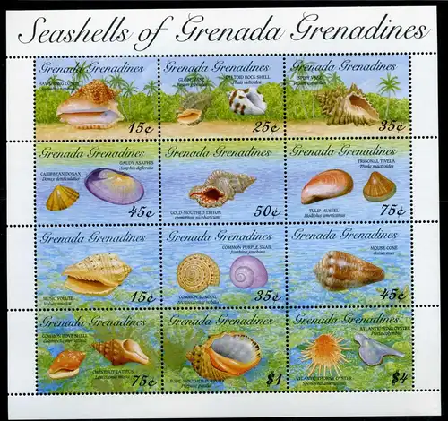 Grenada/ Grenadinen KB 1738-1749 postfrisch Muscheln #HO725